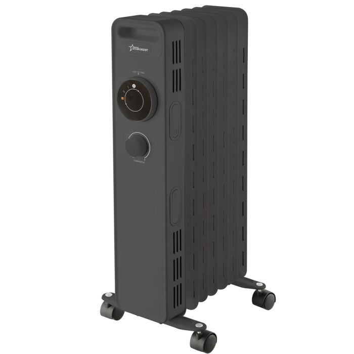 STARCREST SOH-0715BK Oil-Filled Electric Heater, 1500 W, 7 Fins, 3 Power Levels, Mechanical Thermostat, Overheat Protection, Tip-Over Safety, Black [2]
