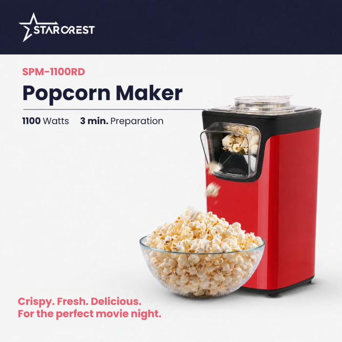 STARCREST SPM-1100RD popcorn maker, 1100 W, Red / Black [2]