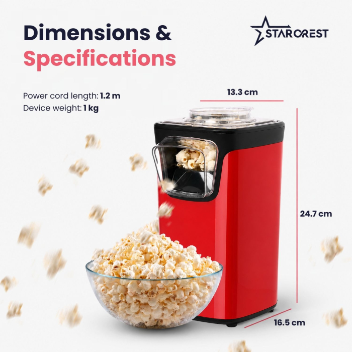 STARCREST SPM-1100RD popcorn maker, 1100 W, Red / Black [6]