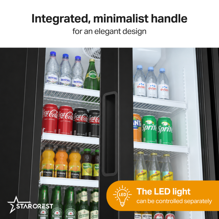STARCREST SPS-591BK Professional Refrigerated Display Cabinet, 591 L, Adjustable Thermostat, LED Lighting, 194.5 cm Height, Black [3]