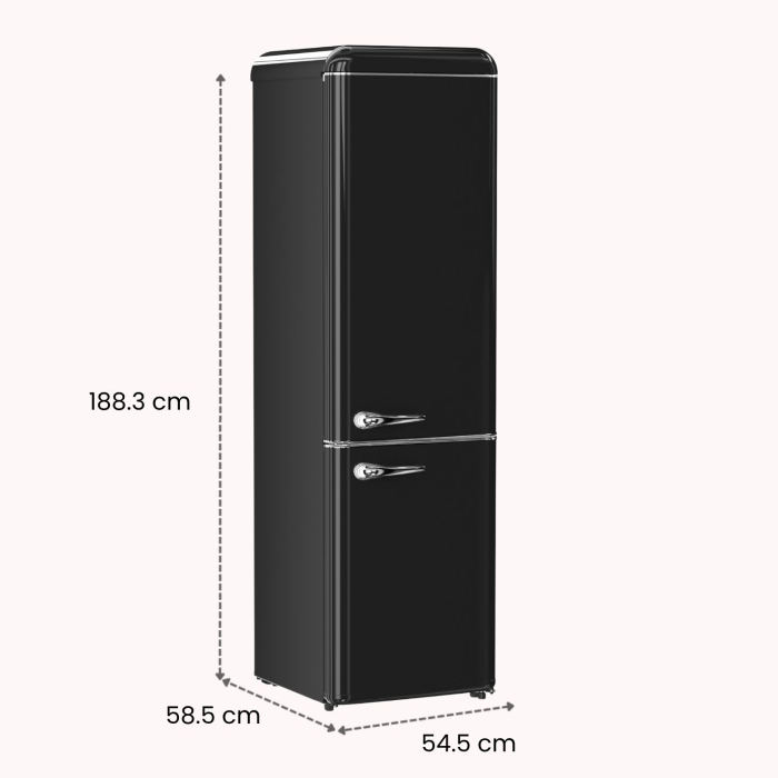 STARCREST SRC-250BK Retro Refrigerator-Freezer, Vintage Design, Class E, 250 L Capacity, Adjustable Thermostat, LED Lighting, Height 188.3 cm, Black [9]