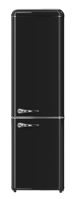 STARCREST SRC-250BK Retro Refrigerator-Freezer, Vintage Design, Class E, 250 L Capacity, Adjustable Thermostat, LED Lighting, Height 188.3 cm, Black [1]