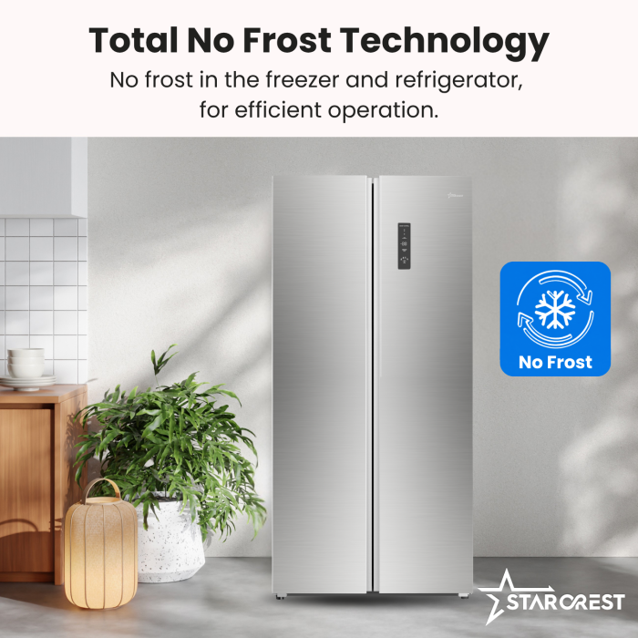 STARCREST SSBS-473IXE Side-by-Side Refrigerator, Energy Class E, No Frost, 473 L, 178.5 cm Height, Digital Display, Inverter Compressor, Stainless Steel [6]