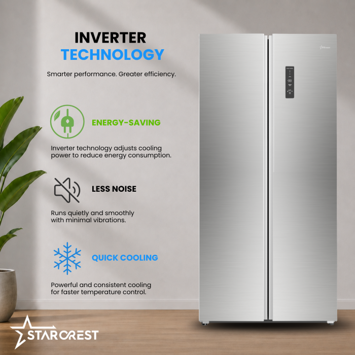STARCREST SSBS-473IXE Side-by-Side Refrigerator, Energy Class E, No Frost, 473 L, 178.5 cm Height, Digital Display, Inverter Compressor, Stainless Steel [7]