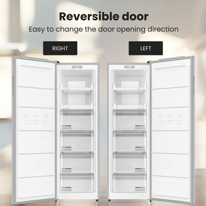 STARCREST SUF-213NF-IX NoFrost Freezer, 213 L, Class E, 6 Compartments, Digital Thermostat, Reversible Doors, H 170.7 cm, Stainless Steel [10]
