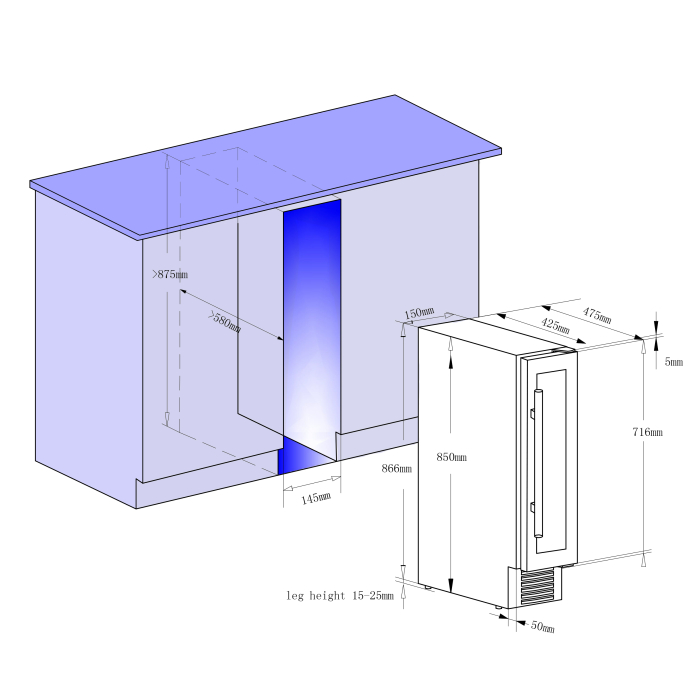 STARCREST SWN-1807 Wine Cooler, 7-Bottle Capacity, Class F, Wooden Shelves, Electronic Control, Display, LED Interior Lighting, 86.6 cm Height, Black [7]