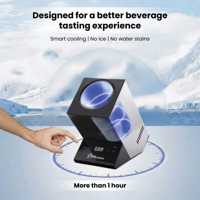 STARCREST Wine Cooler SWN-1BT , single bottle capacity, adjustable temperature 5-15°C, LED display, touch control, steel, black [5]