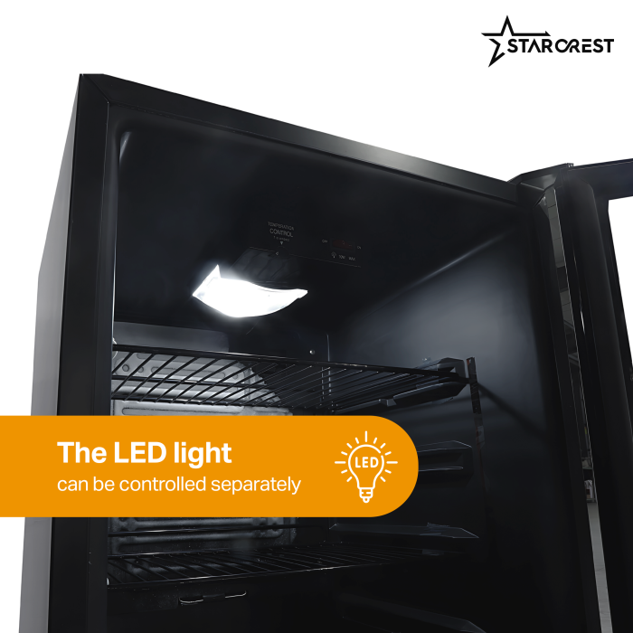 STARCREST Professional Refrigerated Display Case SBC-160BK, 160 L, Adjustable Thermostat, LED Lighting, Height 104 cm, Black [4]