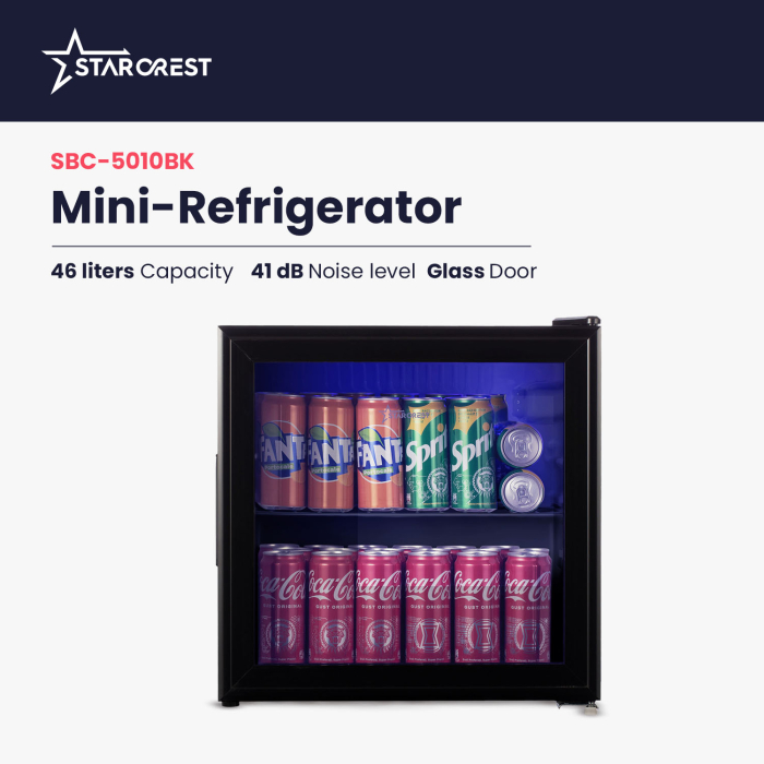 STARCREST Refrigerated Display Case SBC-5010BK, 46 L, Temperature Control, Glass Door, Height 48.8 cm, Black [3]