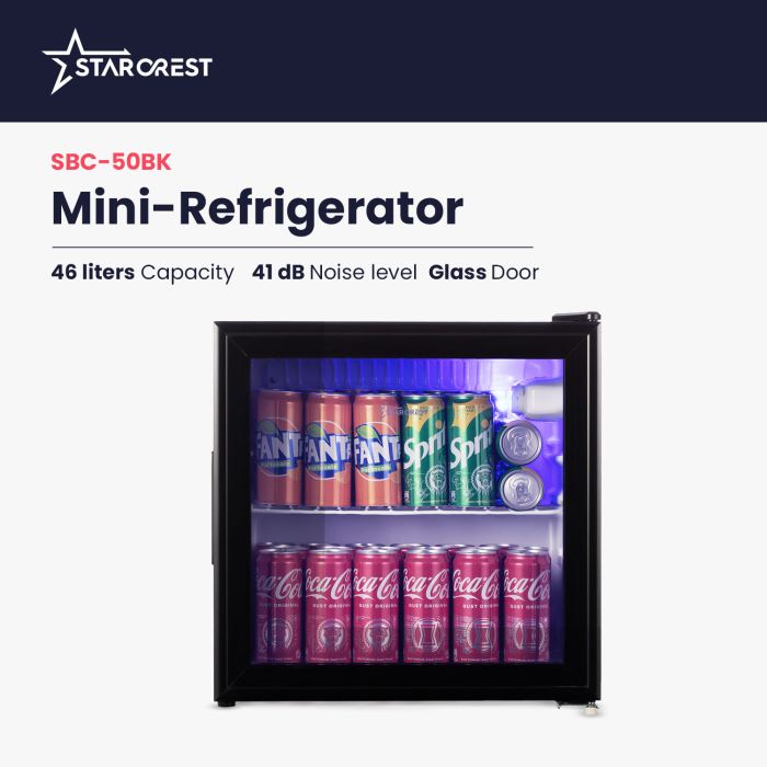 STARCREST Refrigerated Display Case SBC-50BKE, 46 L, Temperature Control, Glass Door, Height 48.8 cm, Black [3]