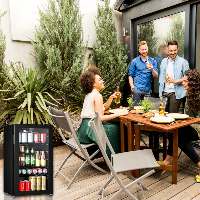 STARCREST Refrigerated Display Case SBC-9901BKE, 93 L, Adjustable Thermostat, LED Lighting, Glass Door, Height 84.5 cm, Black [9]