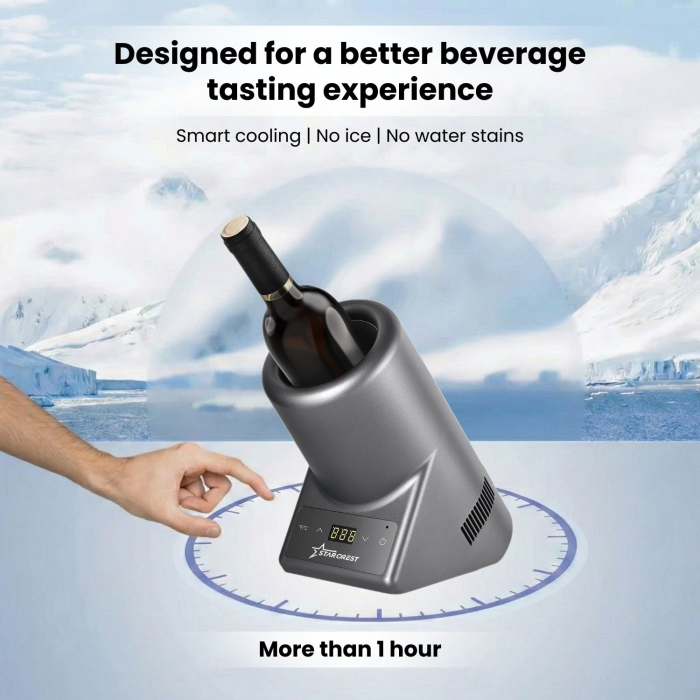 STARCREST SWN-1BT-RSV Wine cooler, Capacity 1 bottle, Adjustable temperature 5–15°C, LED display, Touch control, Gray [4]