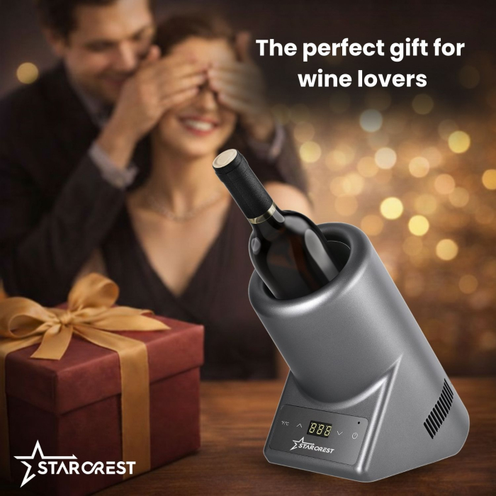 STARCREST SWN-1BT-RSV Wine cooler, Capacity 1 bottle, Adjustable temperature 5–15°C, LED display, Touch control, Gray [3]