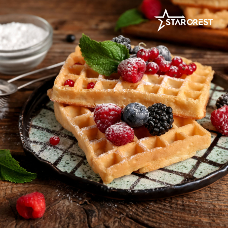 STARCREST Waffle Maker WM-2503BX, 1600W, Temperature Control Knob, Ceramic-Coated Plates, Black/Stainless Steel [6]
