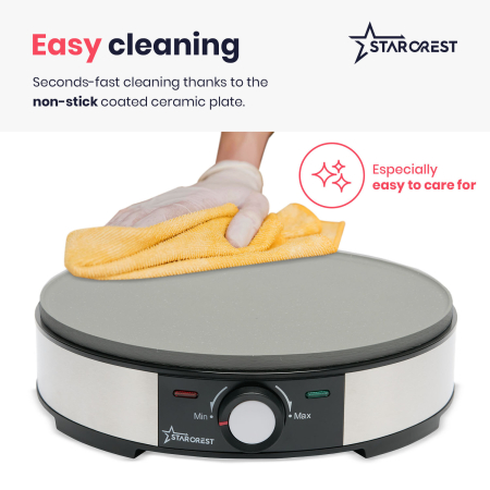 STARCREST Crepe Maker SCM-3212, 1200W, Non-stick Ceramic Plate, 30 cm, Stainless Steel / Black [6]