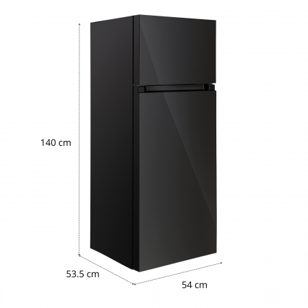 STARCREST 2-Door Refrigerator SF-208GLS-BK, 208 L, Class E, LED Lighting, Reversible Doors, H 140 cm, Black Glass [9]