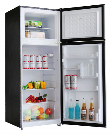 STARCREST 2-Door Refrigerator SF-208GLS-BK, 208 L, Class E, LED Lighting, Reversible Doors, H 140 cm, Black Glass [1]