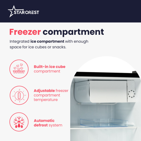 STARCREST Minibar Refrigerator SRMB-47BK, Vintage Design, 46 L, Energy Class E, Height 52 cm, Black [2]
