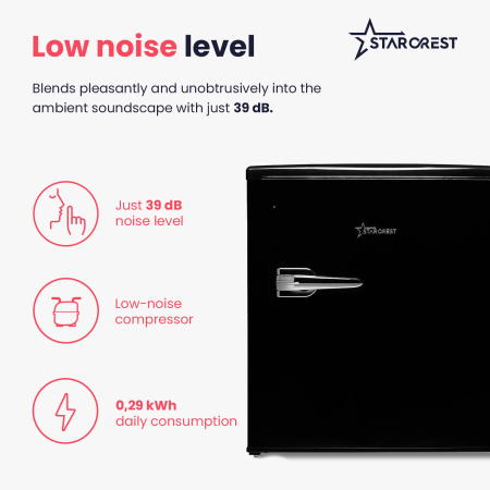 STARCREST Minibar Refrigerator SRMB-47BK, Vintage Design, 46 L, Energy Class E, Height 52 cm, Black [3]