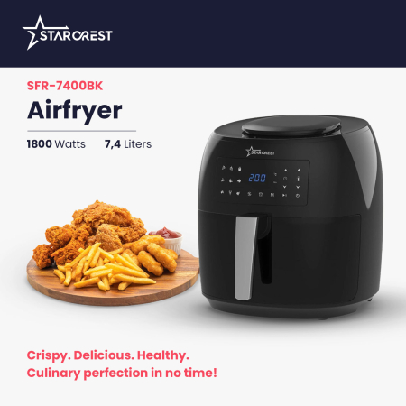 STARCREST, Digital Air Fryer SFR-7400BK, 1800 W, 7.4 Liters, Thermostat 80 - 200 °C, 9 Preset Programs, Black [1]