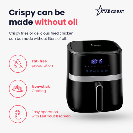 STARCREST, Digital Air Fryer SFR-5570BK, 1500 W, 5.5 Liters, Thermostat 80 - 200 °C, 8 Preset Programs, Black [2]