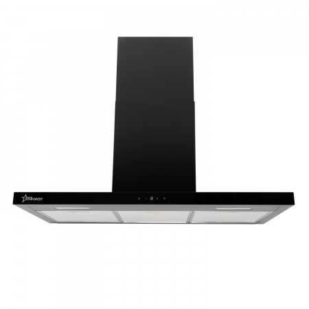 Kitchen Hoods - Hota incorporabila decorativa STARCREST SDH-9100X, Putere de absorbtie 800 m3/h, Control touch, Iluminare LED, Clasa B, 90cm, Negru + Sticla neagra