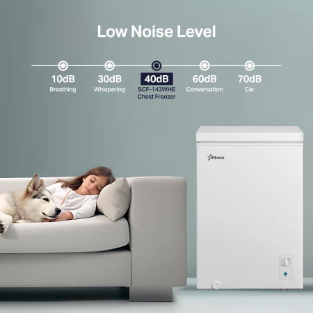 STARCREST Chest Freezer SCF-143WHE, Class E, 143L Capacity, Convertible System - Fridge Function, Adjustable Thermostat, White [4]