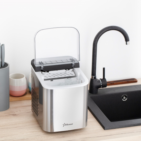 STARCREST SIM-1201IX Ice Cube Maker, 12 kg/24h Capacity, Two Ice Cube Sizes, 1.3 L Water Tank, Stainless Steel [3]