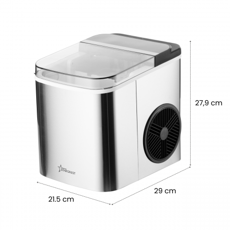 STARCREST SIM-1201IX Ice Cube Maker, 12 kg/24h Capacity, Two Ice Cube Sizes, 1.3 L Water Tank, Stainless Steel [7]