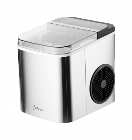 Ice Makers - STARCREST SIM-1201IX Ice Cube Maker, 12 kg/24h Capacity, Two Ice Cube Sizes, 1.3 L Water Tank, Stainless Steel