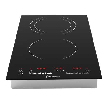 STARCREST Built-in hob SEH-32S8, Vitroceramic, 2 cooking zones, 9 power levels, 3200 W, Touch control, Timer, Black Glass [6]