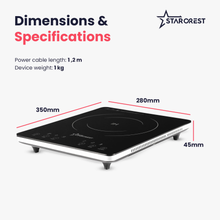 Starcrest built-in induction hob SIH-T2000, 2000 W, touch control, 6 cooking functions, ultra slim design [7]