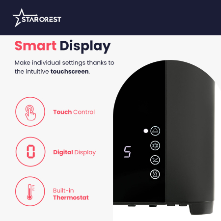 STARCREST Digital Toaster SDT-850BLK, 850 W, 2 Slices, LED Touch Display, 4 Functions, Stainless Steel, Black [3]