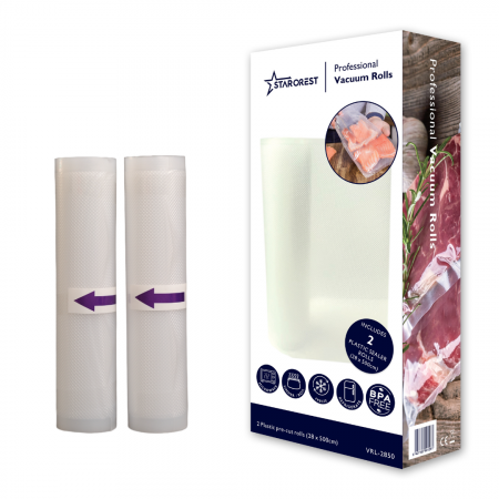 Small Domestic Appliances - STARCREST Professional Vacuum Sealer Rolls Set of 2  VRL-2850, 28 x 500 cm, durable, reusable, sous vide compatible, dishwasher safe, BPA-free, transparent