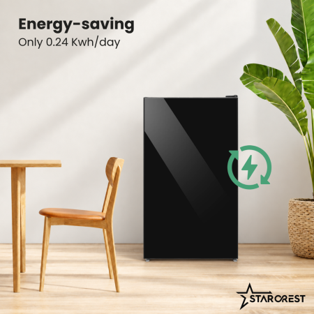 Single-Door Refrigerator - Cooler STARCREST SFL-92GLS-BKE, Class E, 92L Capacity, Interior Lighting, H 83 cm, H 83 cm, Black Glass [4]
