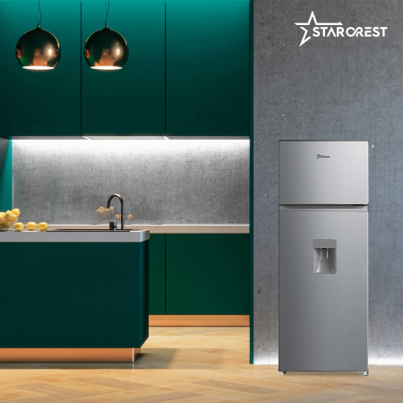 STARCREST 2-Door Refrigerator SF-204WD-SLE, 199 L, Class E, Water dispenser, LED lighting, Adjustable thermostat, Reversible doors, H 143 cm, Silver [6]