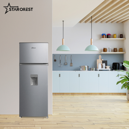 STARCREST 2-Door Refrigerator SF-204WD-SLE, 199 L, Class E, Water dispenser, LED lighting, Adjustable thermostat, Reversible doors, H 143 cm, Silver [5]