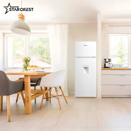 STARCREST 2-Door Refrigerator SF-204WD-WHE, 199 L, Energy Class E, Water Dispenser, LED Lighting, Adjustable Thermostat, Reversible Doors, 143 cm Height, White [5]