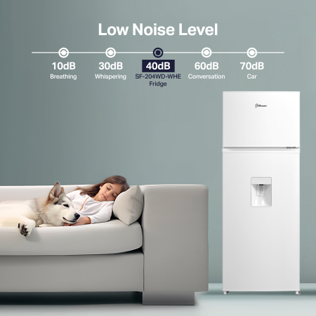 STARCREST 2-Door Refrigerator SF-204WD-WHE, 199 L, Energy Class E, Water Dispenser, LED Lighting, Adjustable Thermostat, Reversible Doors, 143 cm Height, White [7]