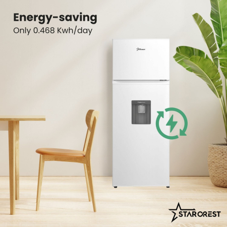 STARCREST 2-Door Refrigerator SF-203WD-WHE, 203 L, Class E, Water Dispenser, LED Lighting, Adjustable Thermostat, Reversible Doors, Height 145 cm, White [3]
