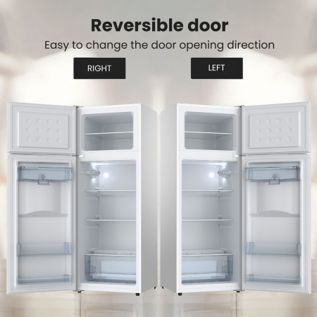 STARCREST 2-Door Refrigerator SF-203WD-WHE, 203 L, Class E, Water Dispenser, LED Lighting, Adjustable Thermostat, Reversible Doors, Height 145 cm, White [7]
