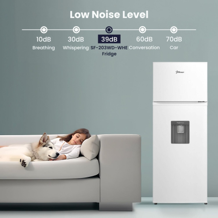 STARCREST 2-Door Refrigerator SF-203WD-WHE, 203 L, Class E, Water Dispenser, LED Lighting, Adjustable Thermostat, Reversible Doors, Height 145 cm, White [6]