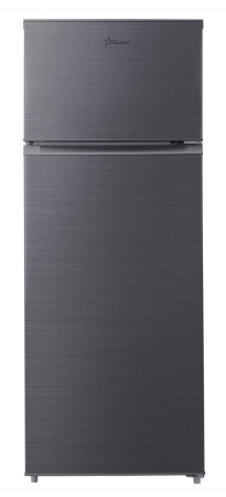 STARCREST 2-Door Refrigerator SF-210DX-E, 210 L, Class E, LED Lighting, Adjustable Thermostat, Reversible Doors, H 143 cm, Black Stainless Steel [0]