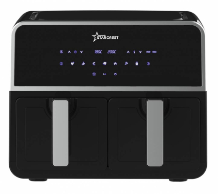 Air Fryers - Starcrest air fryer SFR-9200BK, 1800 W, double basket, 9 liters, thermostat 80 - 200 °C, 8 preset programs, black