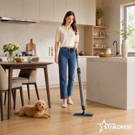 STARCREST AquaFlow SMP-2600SV Electric Mop, cordless, separate clean/dirty water tanks, up to 180 minutes runtime, flexible 360°/180° joint, suitable for parquet and tiles, 3.6 V, Grey [7]