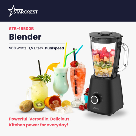 STARCREST Blender STB-15500B, 500W, 1.5L, 2 Speeds + Pulse Function, Black [1]