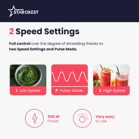 STARCREST Blender STB-15500B, 500W, 1.5L, 2 Speeds + Pulse Function, Black [3]