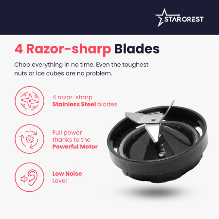 STARCREST Blender STB-15500B, 500W, 1.5L, 2 Speeds + Pulse Function, Black [5]