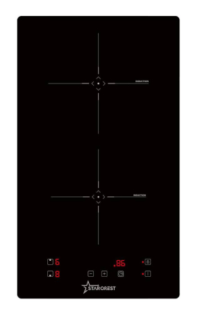 Large Appliances - STARCREST built-in induction hob SIH-3030, 3300 W, 2 cooking zones, 9 power levels, touch control, timer, black glass
