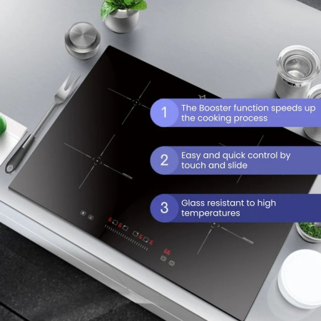 STARCREST built-in induction hob SIH-6060, 4 cooking zones, touch control, booster function, timer, black glass [2]